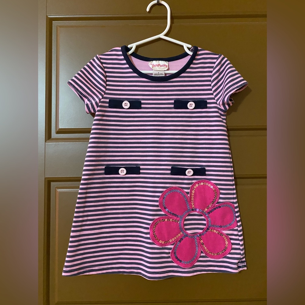 Flapdoodles Pink and Purple Striped Dress